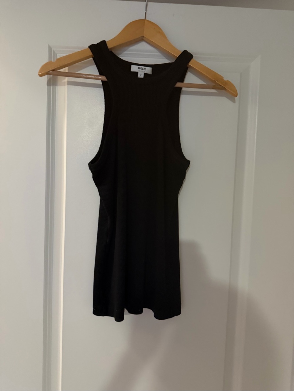 Agolde Black Ribbed Racerback Tank